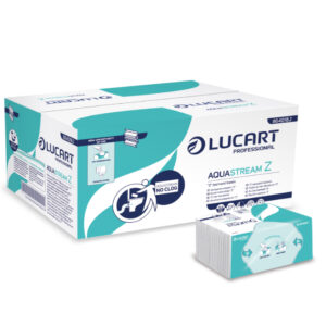 TOVAGLIOLO ASCIUGAMANI PIEGATO A "Z" PURA CELLULOSA 2 VELI "AQUASTREAM" PZ. 242 - ECOLABEL